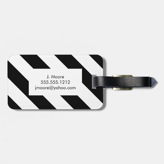 Diagonaal Stripe Monogram Bagagelabel - koraal (Achterkant horizontaal)