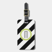 Diagonaal Stripe Monogram Bagagelabel - limoen (Voorkant verticaal)