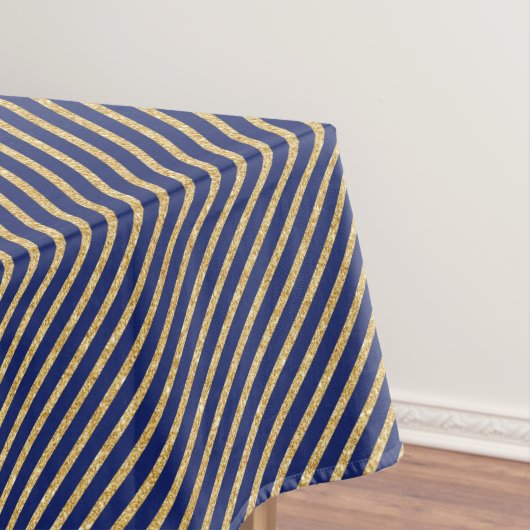 Diagonaal Stripe patroon van Navy Blue en Gold Gli Tafelkleed (Voorbeeld)