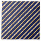 Diagonaal Stripe patroon van Navy Blue en Gold Gli Tegeltje (Voorkant)
