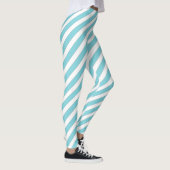 Diagonaal Stripe Patroonlicht Blauw Leggings (Rechts)