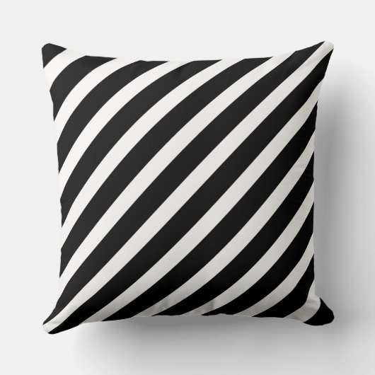 Diagonaal Striped Black & White Kussen (Achterkant)