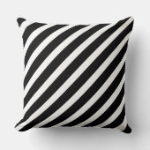 Diagonaal Striped Black & White Kussen (Voorkant)