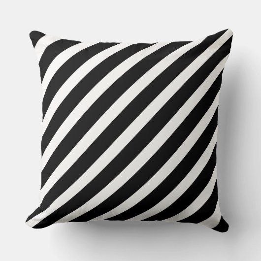 Diagonaal Striped Black & White Kussen (Voorkant)