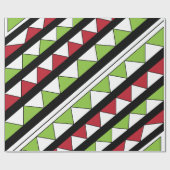Diagonaal Stripes Green Red Triangles Patroon Cadeaupapier (Vlak)