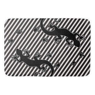 Diagonaal Stripes zwart-wit en RUNNING GECKOS Badmat