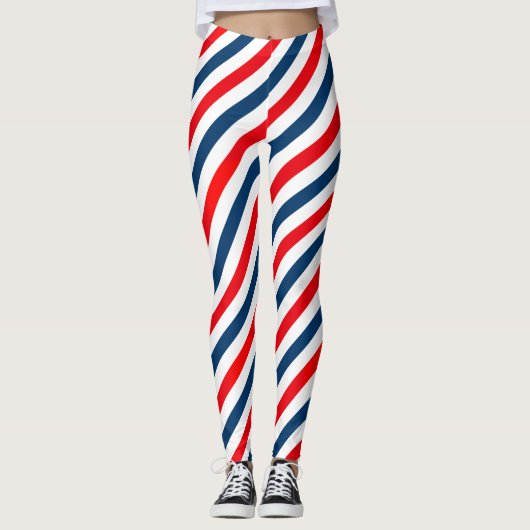 Diagonaal Strippatroon Tricolor Leggings (Voorkant)