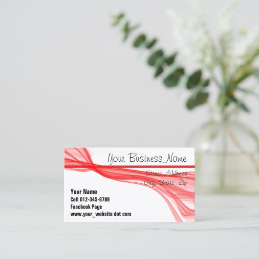 Diagonaal stromende rode strepen afsprakenkaartje (Staand voorkant)