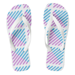 Diagonaal Tweekleurige Strepen Paarse Blauwe FlipF Teenslippers
