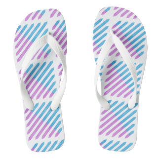 Diagonaal Tweekleurige Strepen Paarse Blauwe FlipF Teenslippers