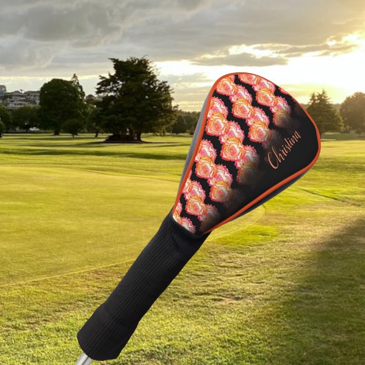 Diagonaal uitgeruste hartrijen boven zwart, aangep golfheadcover