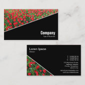 Diagonaal V3 - Zwart - Bed van rode Tulpen Visitekaartje (Voorkant / Achterkant)