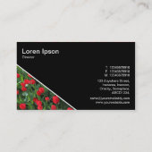 Diagonaal V3 - Zwart - Bed van rode Tulpen Visitekaartje (Achterkant)