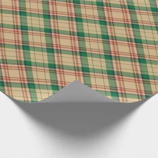 diagonaal van  beige groene rode vlekvormig patroo cadeaupapier (Hoek)