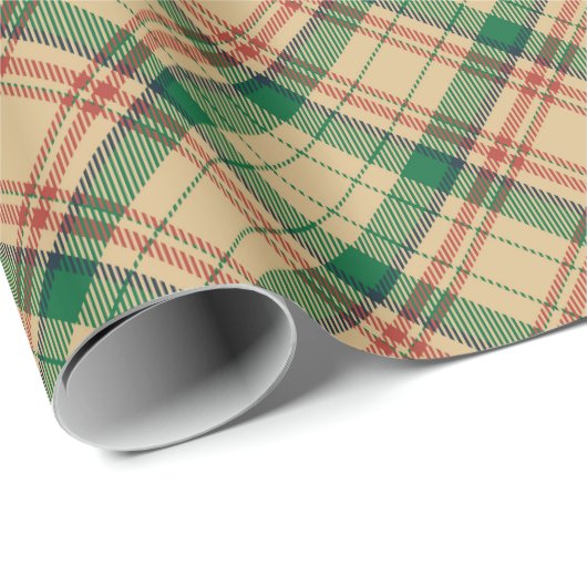 diagonaal van  beige groene rode vlekvormig patroo cadeaupapier (Rol Hoek)