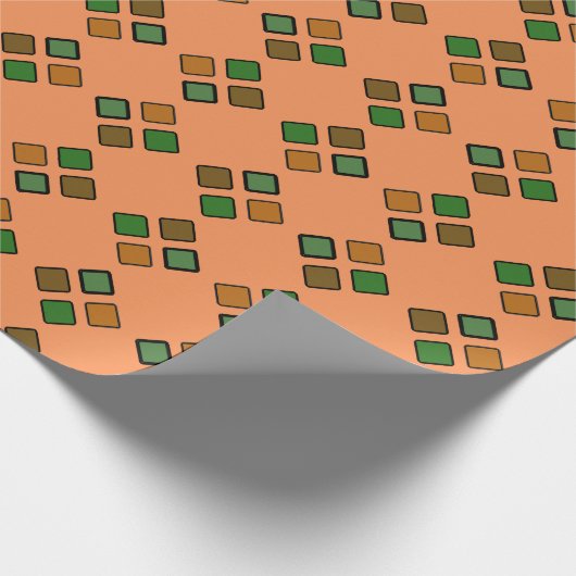 Diagonaal vierkant Oranje Groen op om het even wel Cadeaupapier (Hoek)