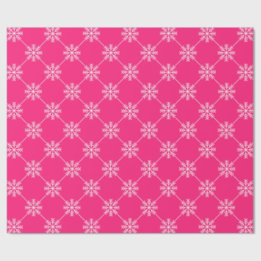Diagonaal vierkant patroon roze sneeuwvlokken cadeaupapier (Vlak)