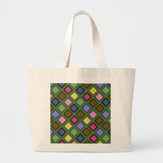 Diagonaal vierkant plus op elke kleur grote tote bag (Voorkant)
