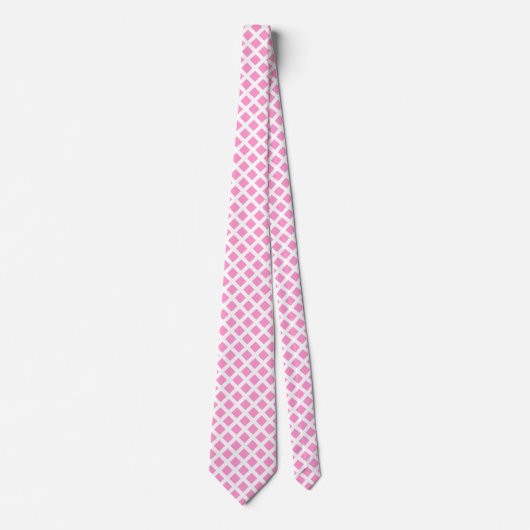 Diagonaal vierkant - Roze op witte Stropdas (Voorkant)