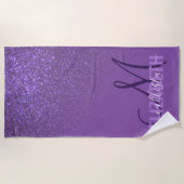 Diagonaal Violet Paars glitter gradient ombre Strandlaken (Voorkant)