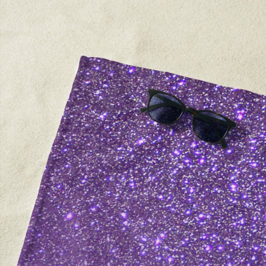 Diagonaal Violet Paars glitter gradient ombre Strandlaken (In situ)