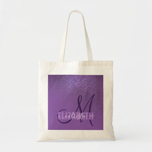 Diagonaal Violet Paars glitter gradient ombre Tote Bag (Voorkant)