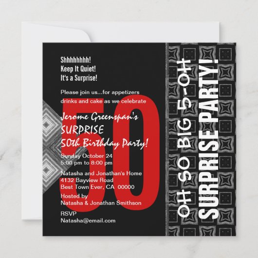 Diagonaal voor 50e onderneming - zwart en rood V03 Kaart (Voorkant)