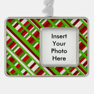 Diagonaal voor kerstpanelen verzilverd omlijst ornament