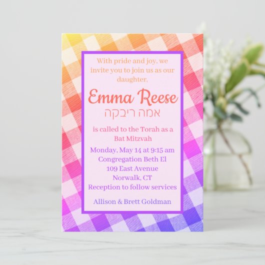 Diagonaal voor regenboogpicknick-uitnodiging kaart (Staand voorkant)