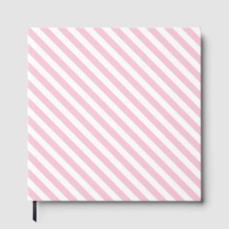 Diagonaal wit en roze strepenpatroon gastenboek