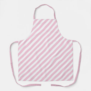 Diagonaal wit en roze strepenpatroon schort