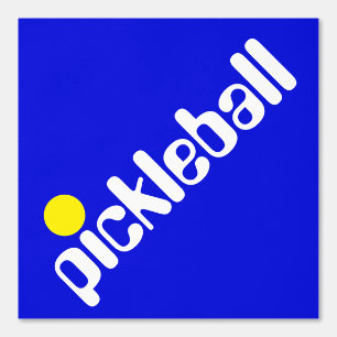 Diagonaal wit geel PICKLEBALL op Royal Paarse Behang