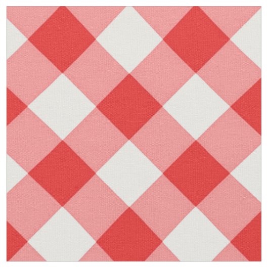 Diagonaal wit/rood gingham-patroonweefsel stof (Close Up)