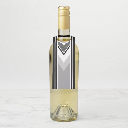 Diagonaal wit zwart, grijs, streep flessenhanger (Op fles)