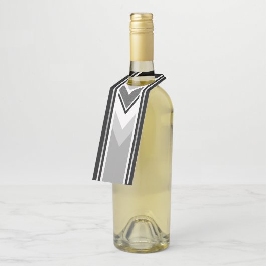 Diagonaal wit zwart, grijs, streep flessenhanger (Schuin)