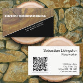 Diagonaal Woodworking Front QR Code Professional Visitekaartje