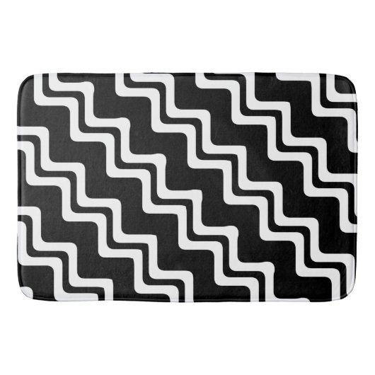 Diagonaal Zig Zag dubbel gekleurd lijnpatroon Badmat (Voorkant)