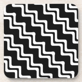 Diagonaal Zig Zag dubbel gekleurd lijnpatroon Bier Onderzetter (Voorkant)