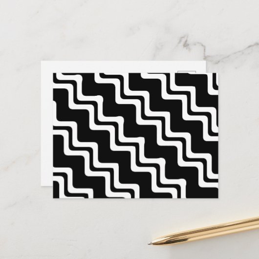 Diagonaal Zig Zag dubbel gekleurd lijnpatroon Briefkaart (Voorkant / Achterkant in situ)