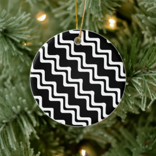 Diagonaal Zig Zag dubbel gekleurd lijnpatroon Keramisch Ornament