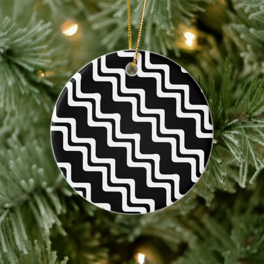 Diagonaal Zig Zag dubbel gekleurd lijnpatroon Keramisch Ornament (Boom)