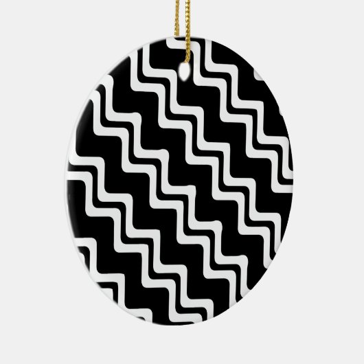 Diagonaal Zig Zag dubbel gekleurd lijnpatroon Keramisch Ornament (Rechts)