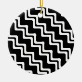 Diagonaal Zig Zag dubbel gekleurd lijnpatroon Keramisch Ornament (Voorkant)