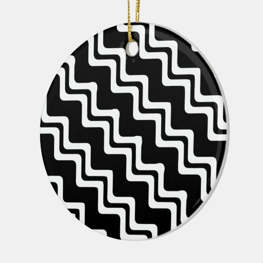 Diagonaal Zig Zag dubbel gekleurd lijnpatroon Keramisch Ornament (Links)