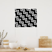 Diagonaal Zig Zag dubbel gekleurd lijnpatroon Poster (Keuken)