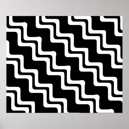 Diagonaal Zig Zag dubbel gekleurd lijnpatroon Poster (Voorkant)