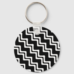 Diagonaal Zig Zag dubbel gekleurd lijnpatroon Sleutelhanger