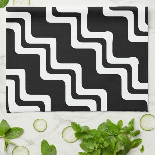 Diagonaal Zig Zag dubbel gekleurd lijnpatroon Theedoek (Gevouwen)