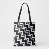 Diagonaal Zig Zag dubbel gekleurd lijnpatroon Tote Bag (Voorkant)