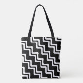 Diagonaal Zig Zag dubbel gekleurd lijnpatroon Tote Bag (Achterkant)